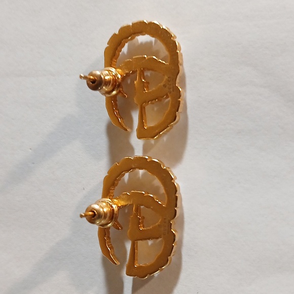 AUTHENTIC GUCCI GOLD FAUX PEARL AND CRYSTAL EARRINGS - Picture 4 of 5